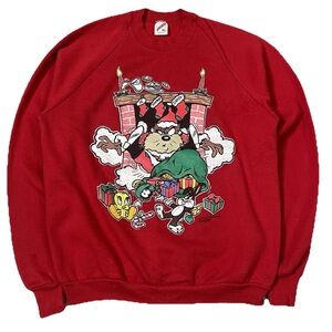 Vintage 1993 Looney Tunes Taz Christmas Crewneck Sweatshirt